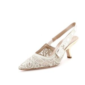 DIOR J'adior slingback gold macramé-effect d-lace butterfly motif short heel